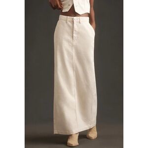NWT Reformation Myles Maxi Denim Skirt Cream Fior Di Latte 26